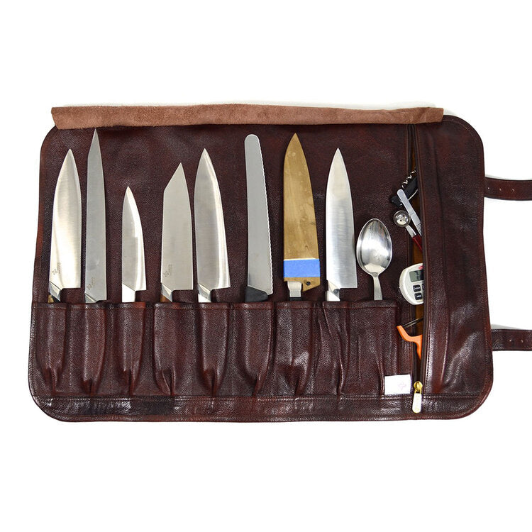 Leather 9 Pocket Knife Roll