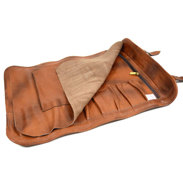 Leather 9 Pocket Knife Roll