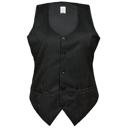 Boldric-FOH-WomensVest-PinstripeBlack-OnForm