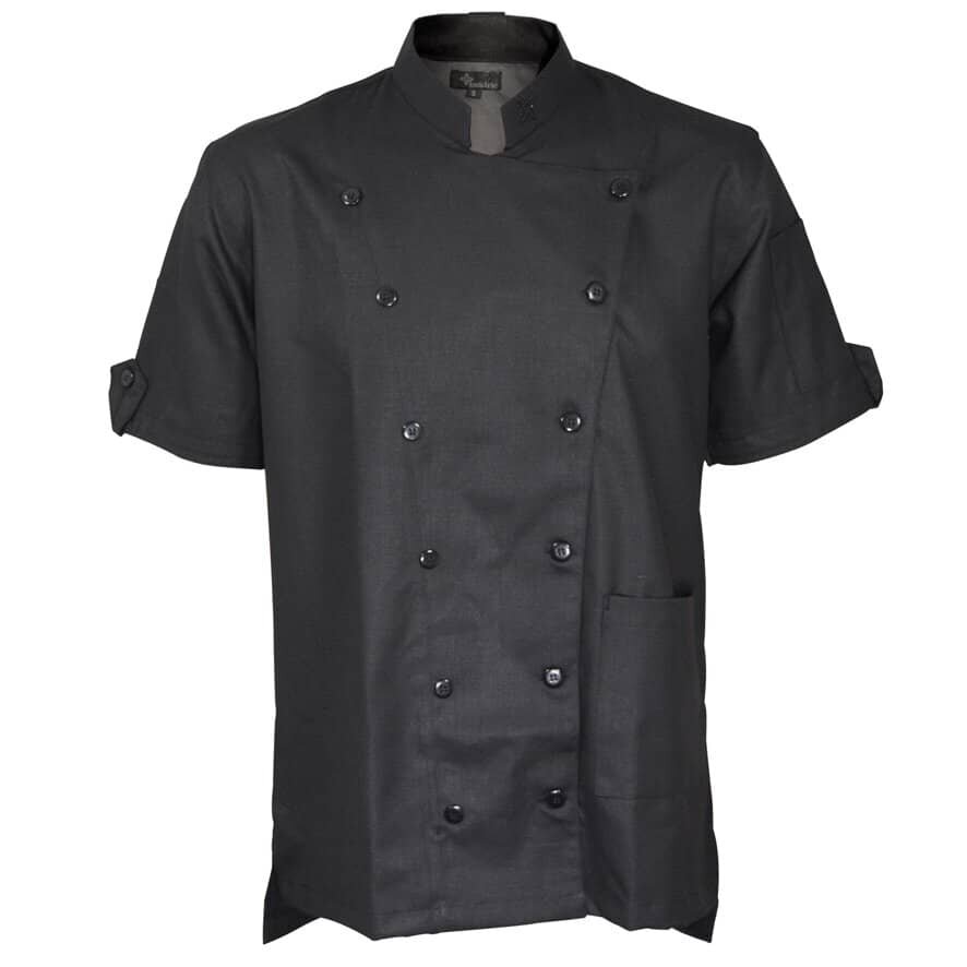 Classic-Chef-Coat-Black-Short-Front