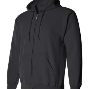 Black-Full-Zip Hooded Sweatshirt