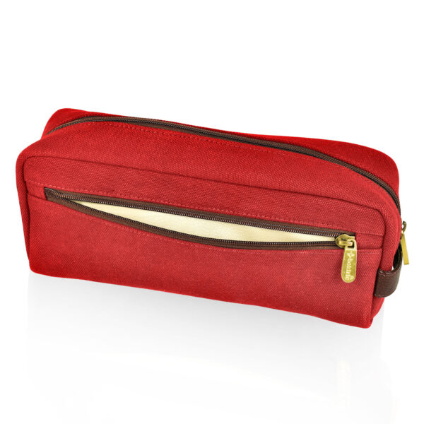 Boldric-Accesories-ToiletryBag-RedCanvas-BackZipper