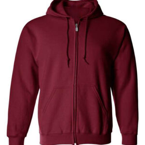 Cardinal-Red-Full-Zip Hooded Sweatshirt