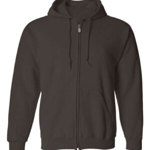 Dark-Chocolate-Full-Zip Hooded Sweatshirt