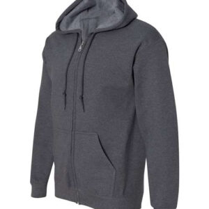 Dark-Heather-Full-Zip Hooded Sweatshirt-side