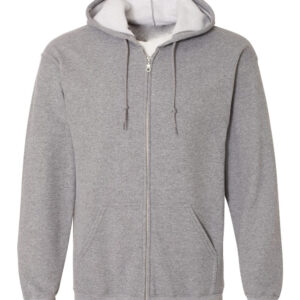 Graphite-Heather-Full-Zip Hooded Sweatshirt