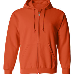 Orange-Full-Zip Hooded Sweatshirt