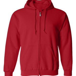 Red-Full-Zip Hooded Sweatshirt