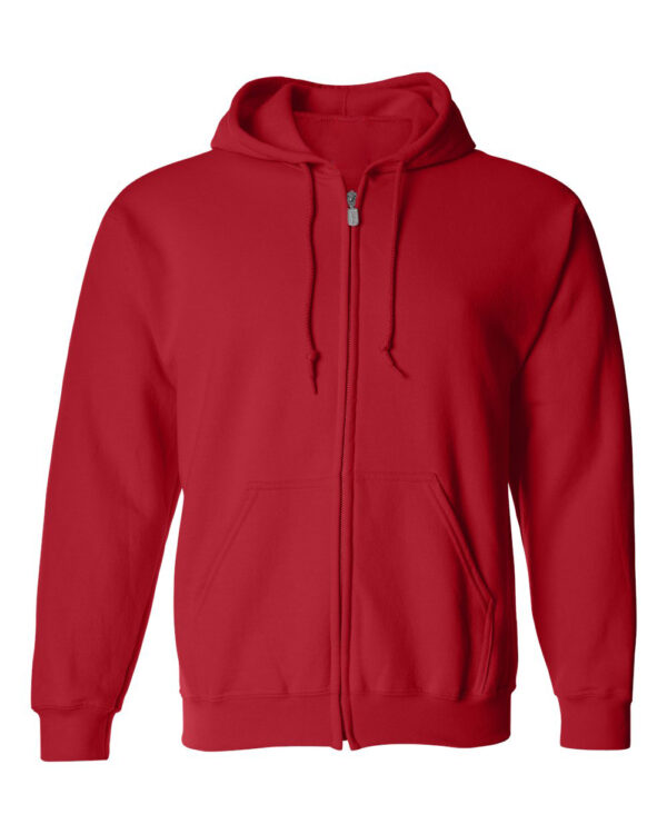 Red-Full-Zip Hooded Sweatshirt