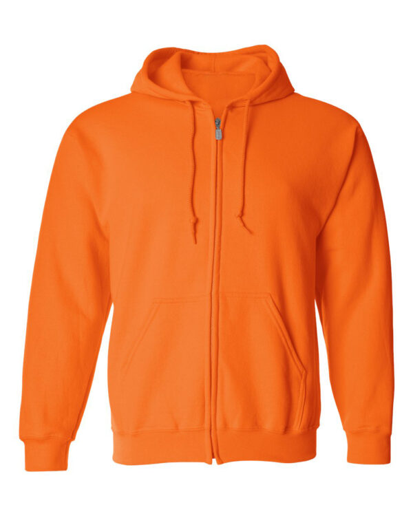 Safety-Orange-Full-Zip Hooded Sweatshirt