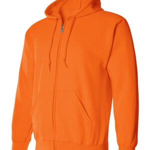 Safety-Orange-Full-Zip Hooded Sweatshirt-side