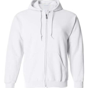 White-Full-Zip Hooded Sweatshirt