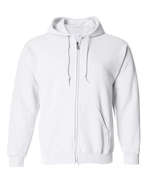 White-Full-Zip Hooded Sweatshirt